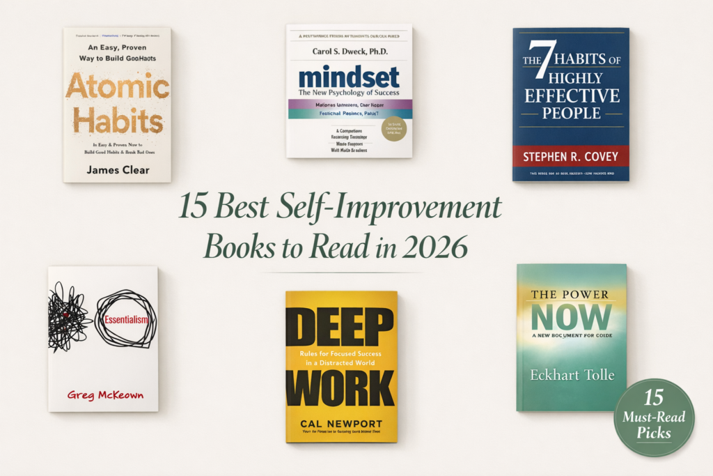 15 best self improvement books to read in 2026 including atomic habits mindset and deep work